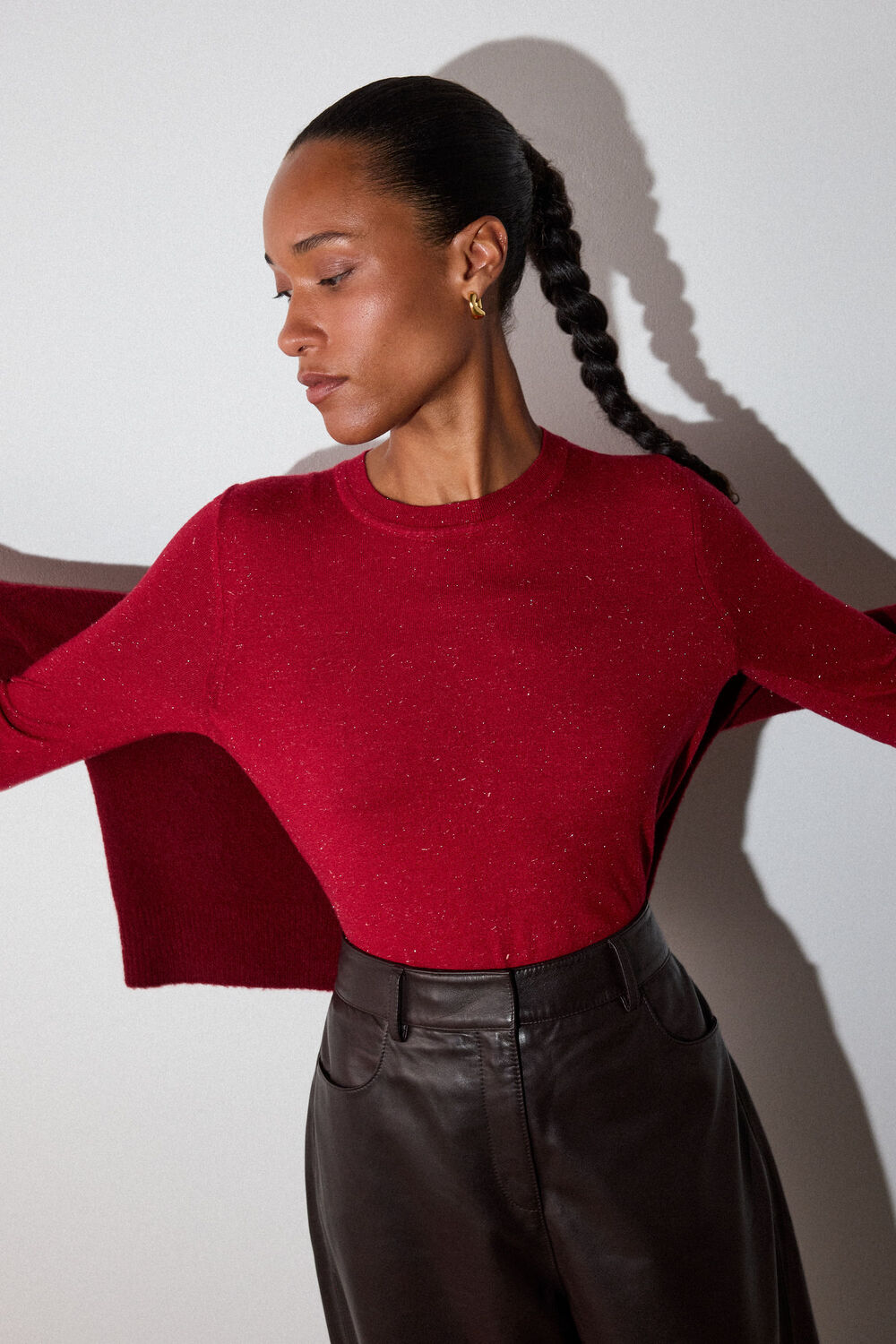 Dark Red Annie Sparkle Crew Neck
