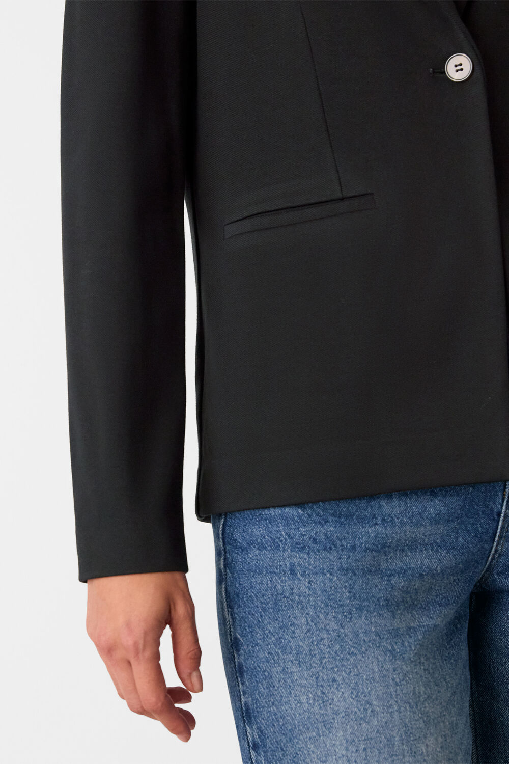 Black Textured Ponte Stretch Blazer