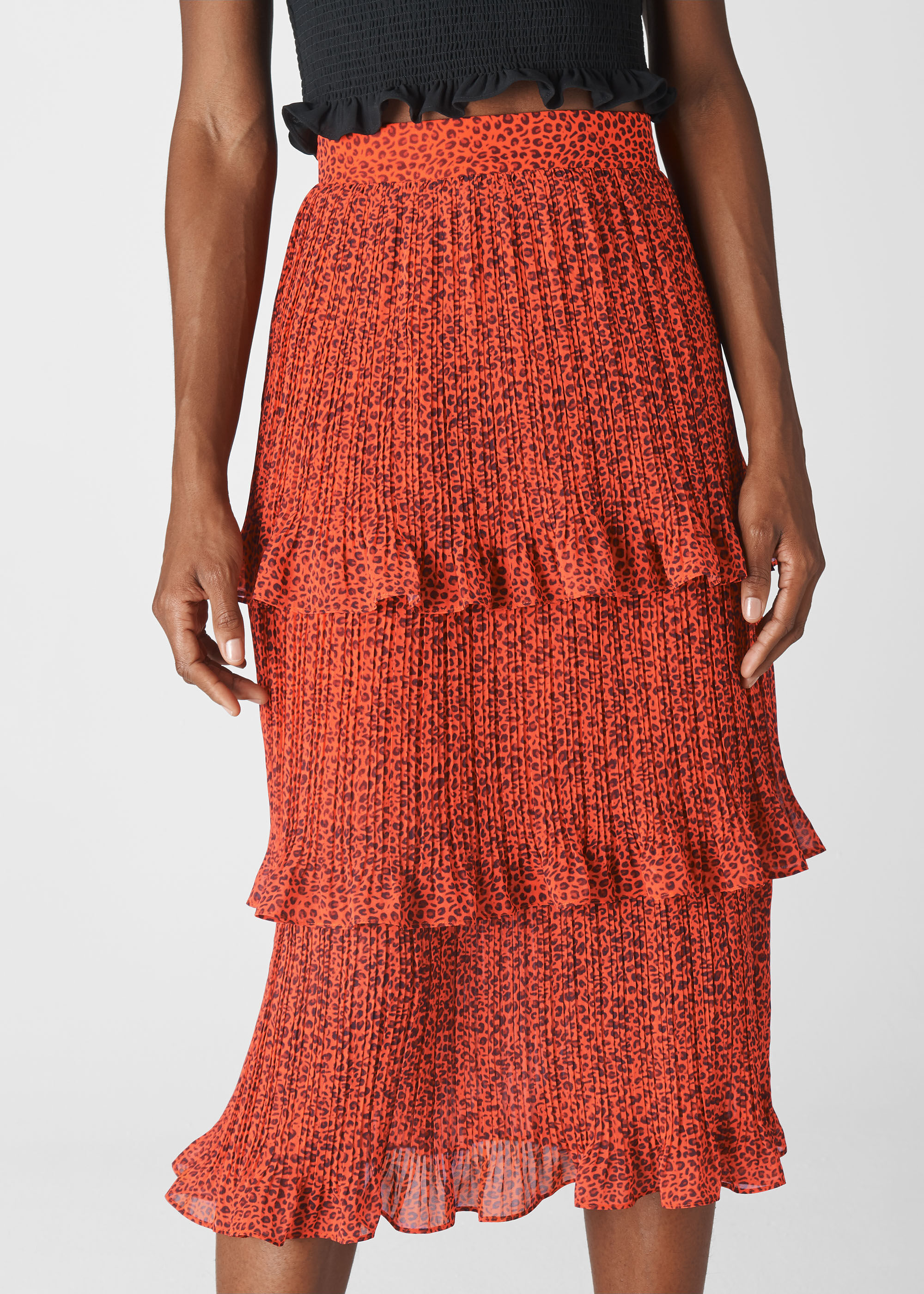 Whistles red discount pleated skirt
