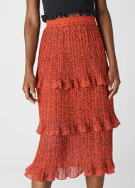 Mini Leopard Tiered Skirt Flame/Multi