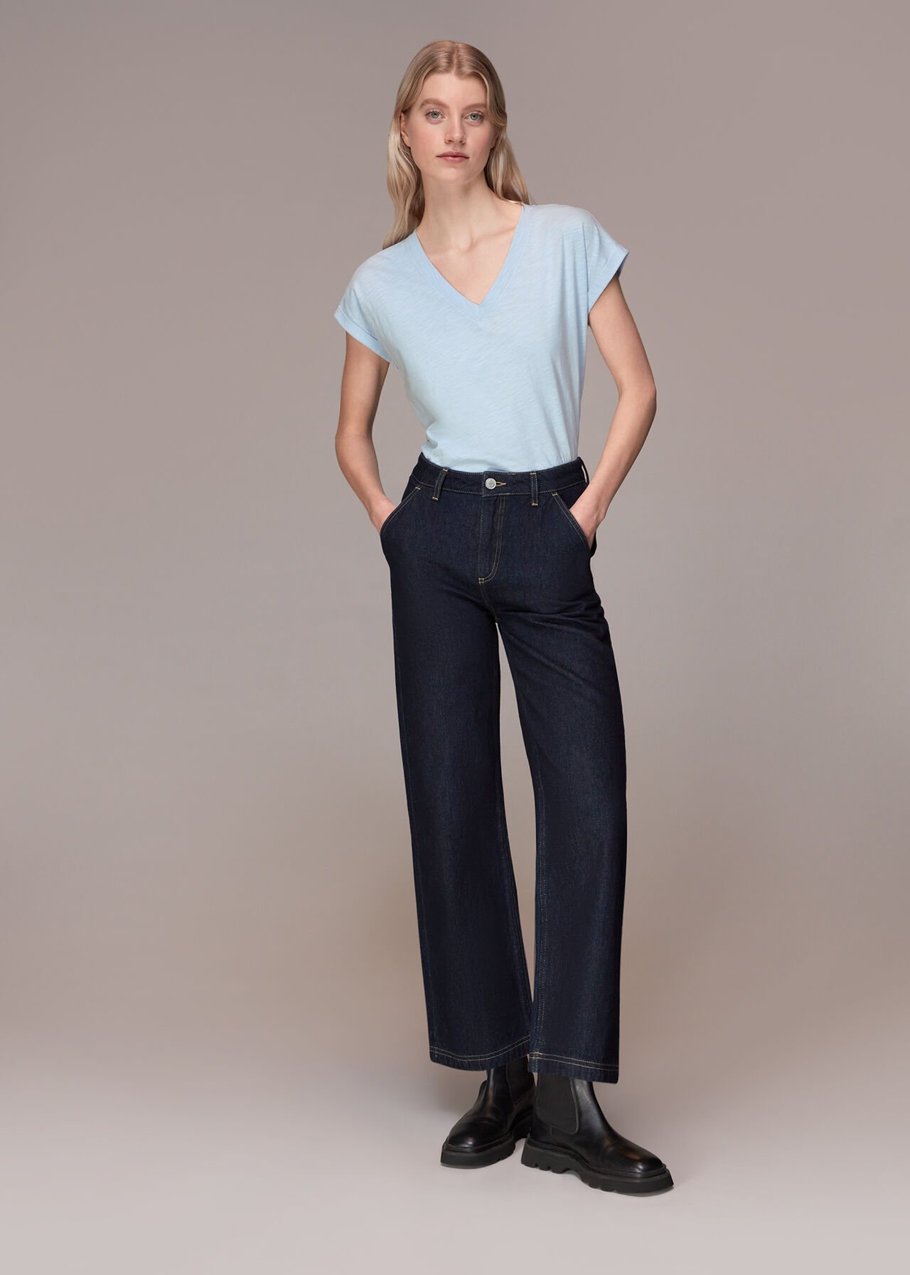 Willa V Neck Cap Sleeve Tee