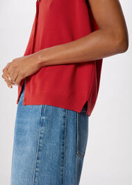 V Neck Button Front Knit Tank