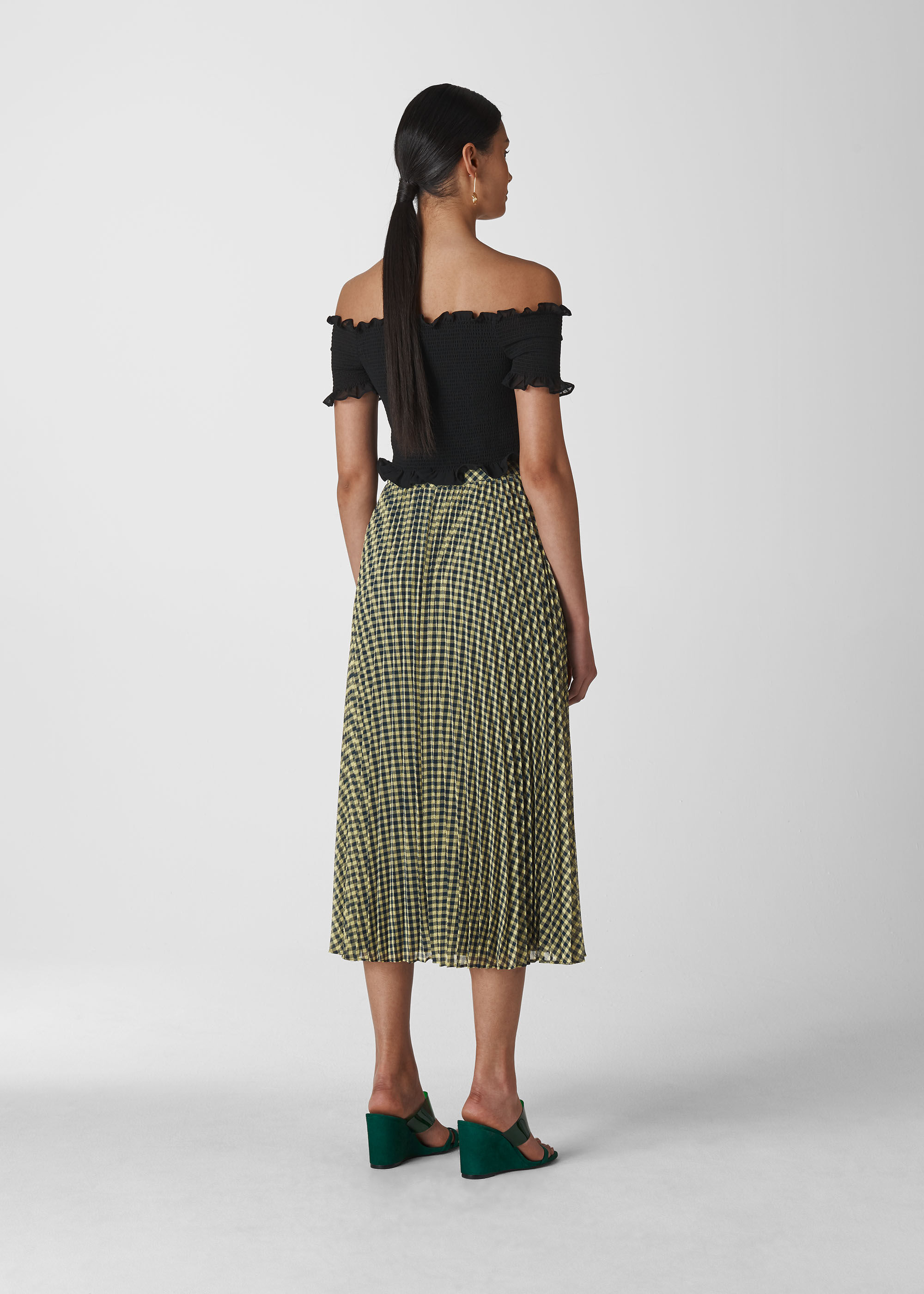 Whistles navy pleated skirt