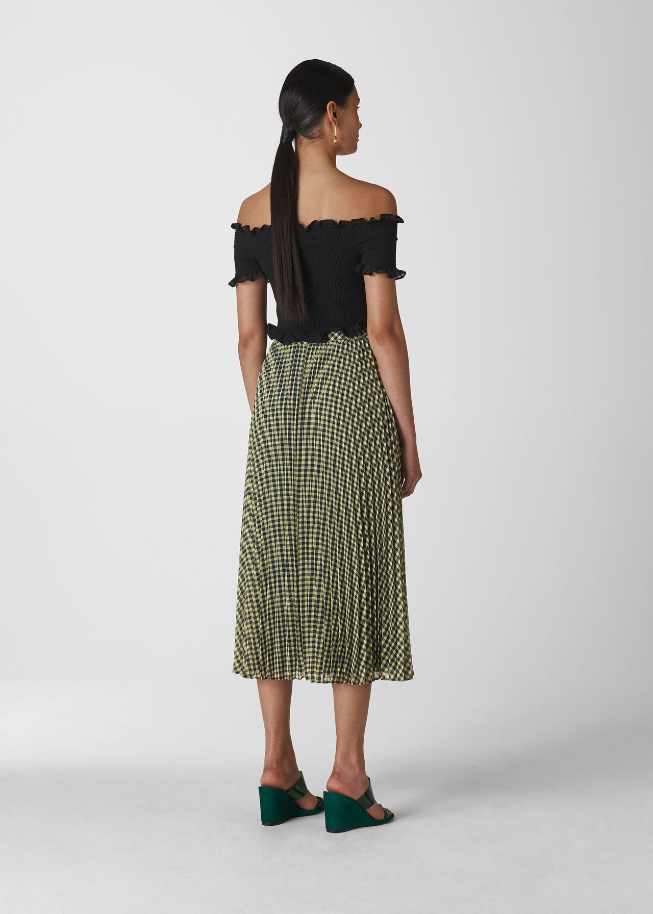 Gingham Pleated Skirt Navy/Multi