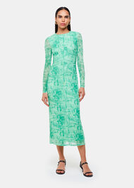 Brushwork Print Mesh Dress