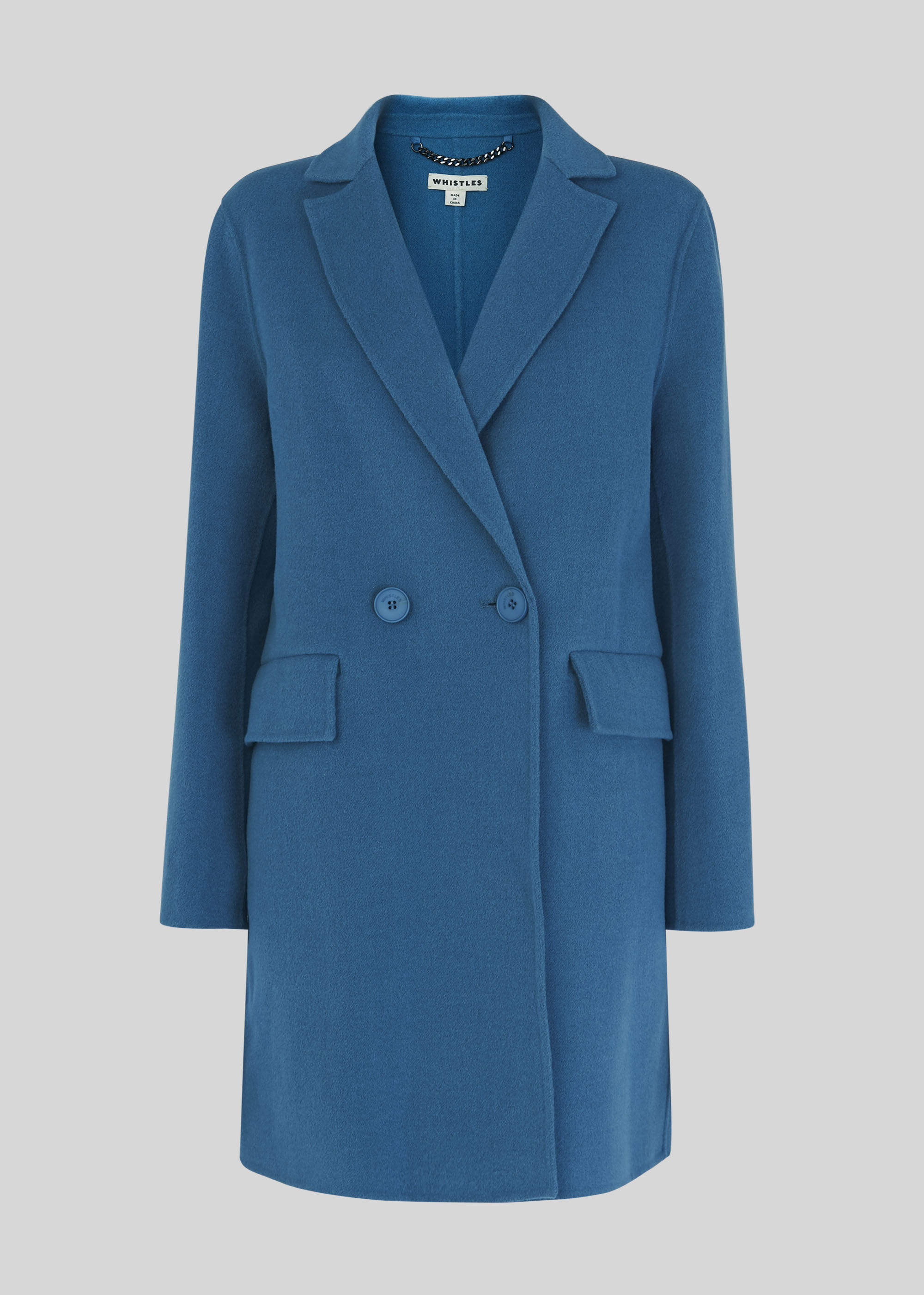 Blue Double Faced Wool Coat