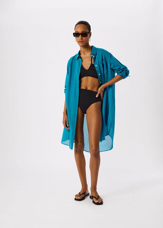 Teal Tie Front Beach Dress