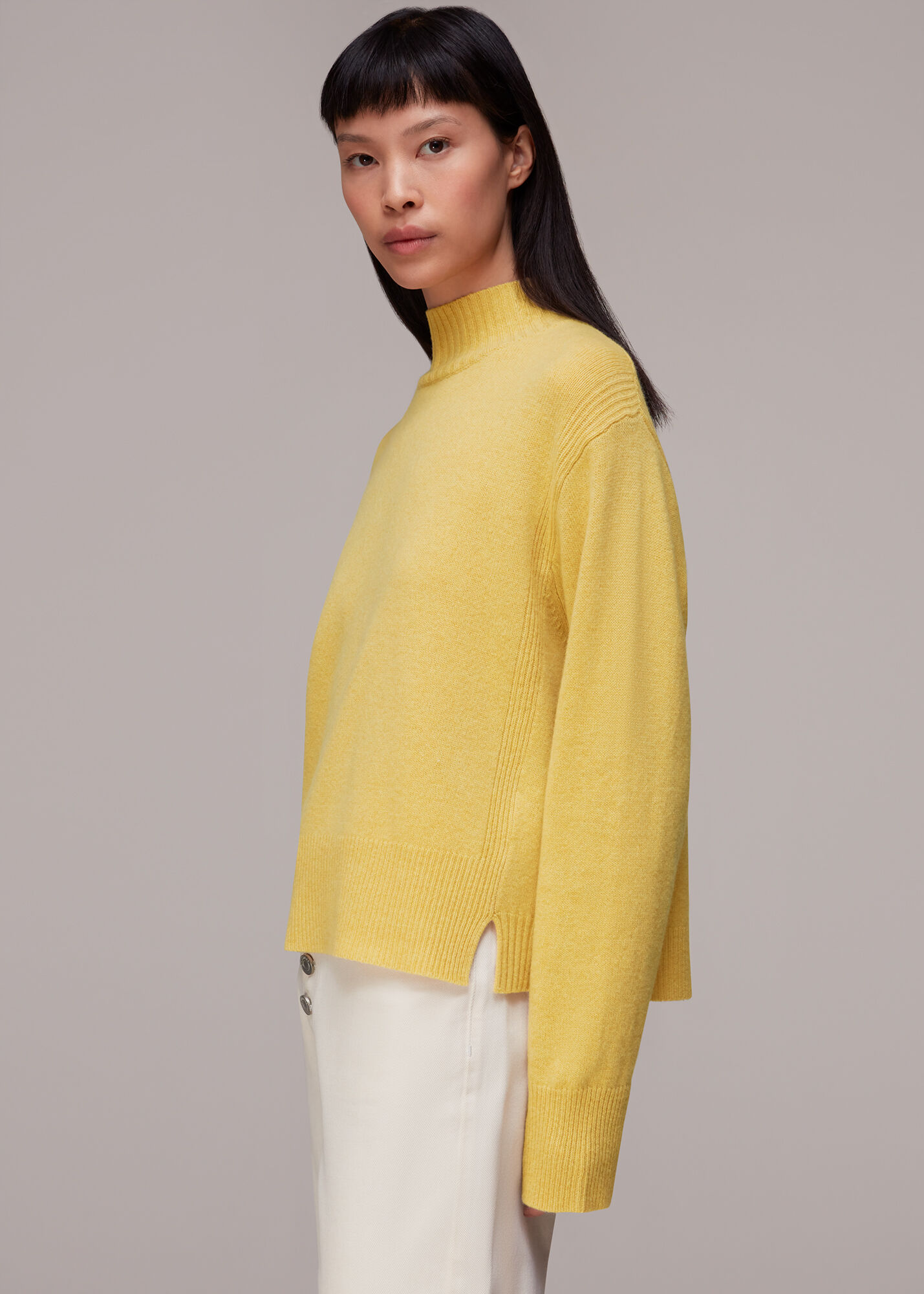 Yellow Ferne Wool Funnel Neck Jumper WHISTLES