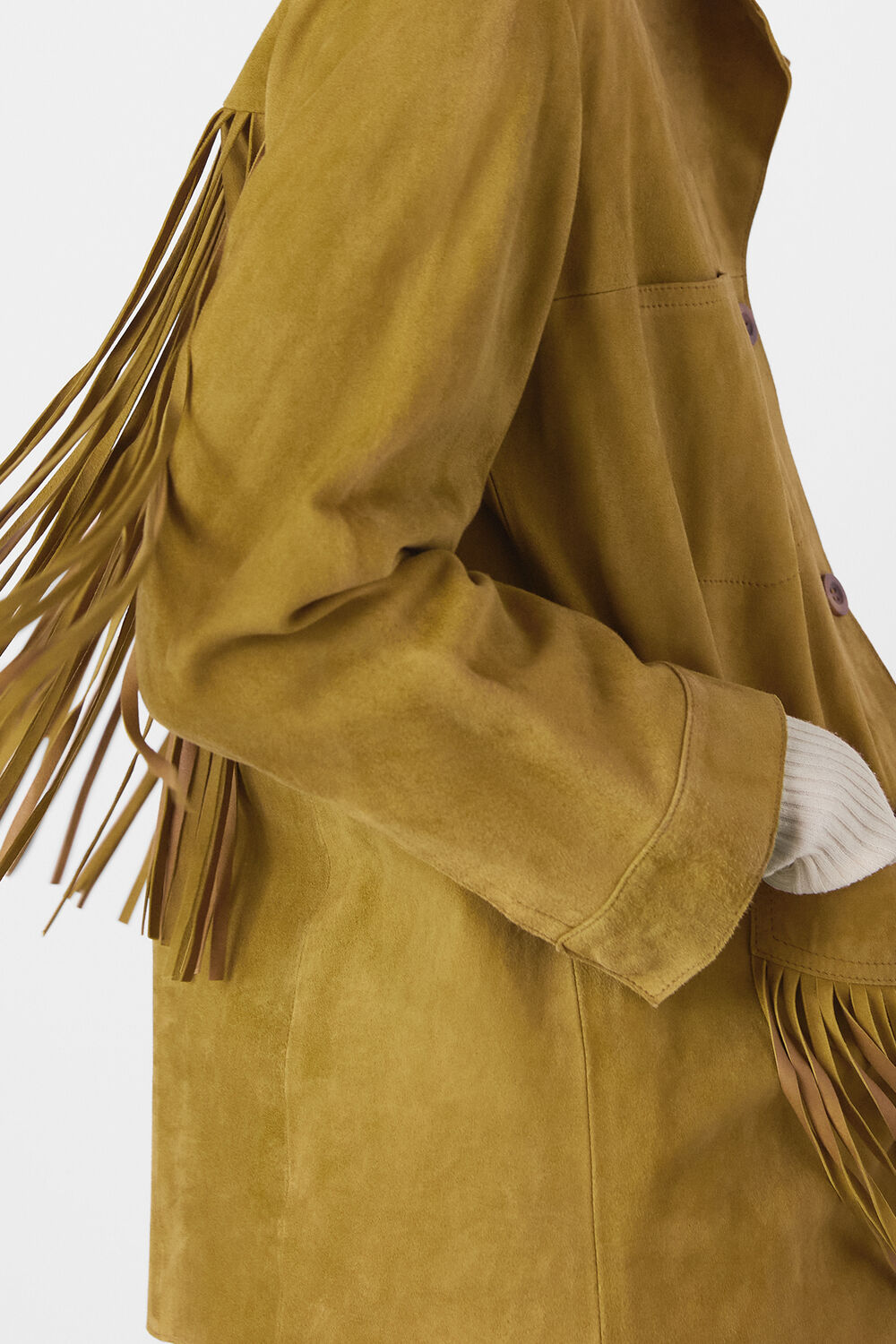 Neutral Lani Tassel Suede Jacket