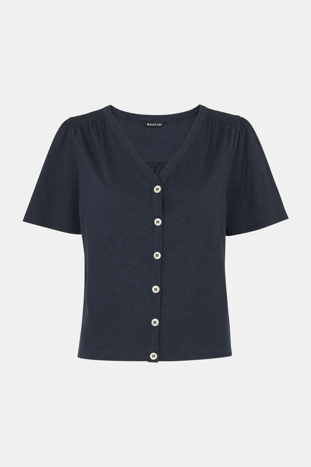 Maeve V Neck Button Front Tee