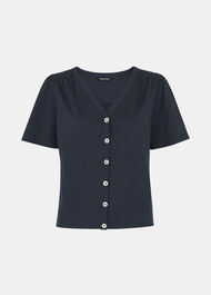 Maeve V Neck Button Front Tee
