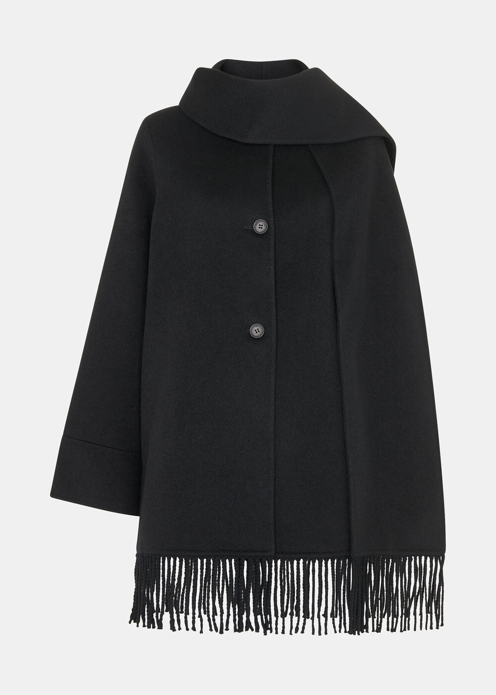 Double Face Wool Fringe Coat