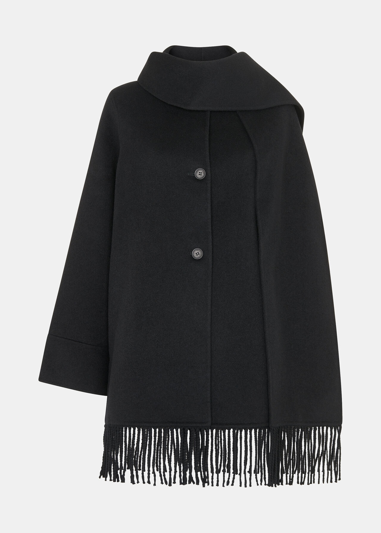 Double Face Wool Fringe Coat