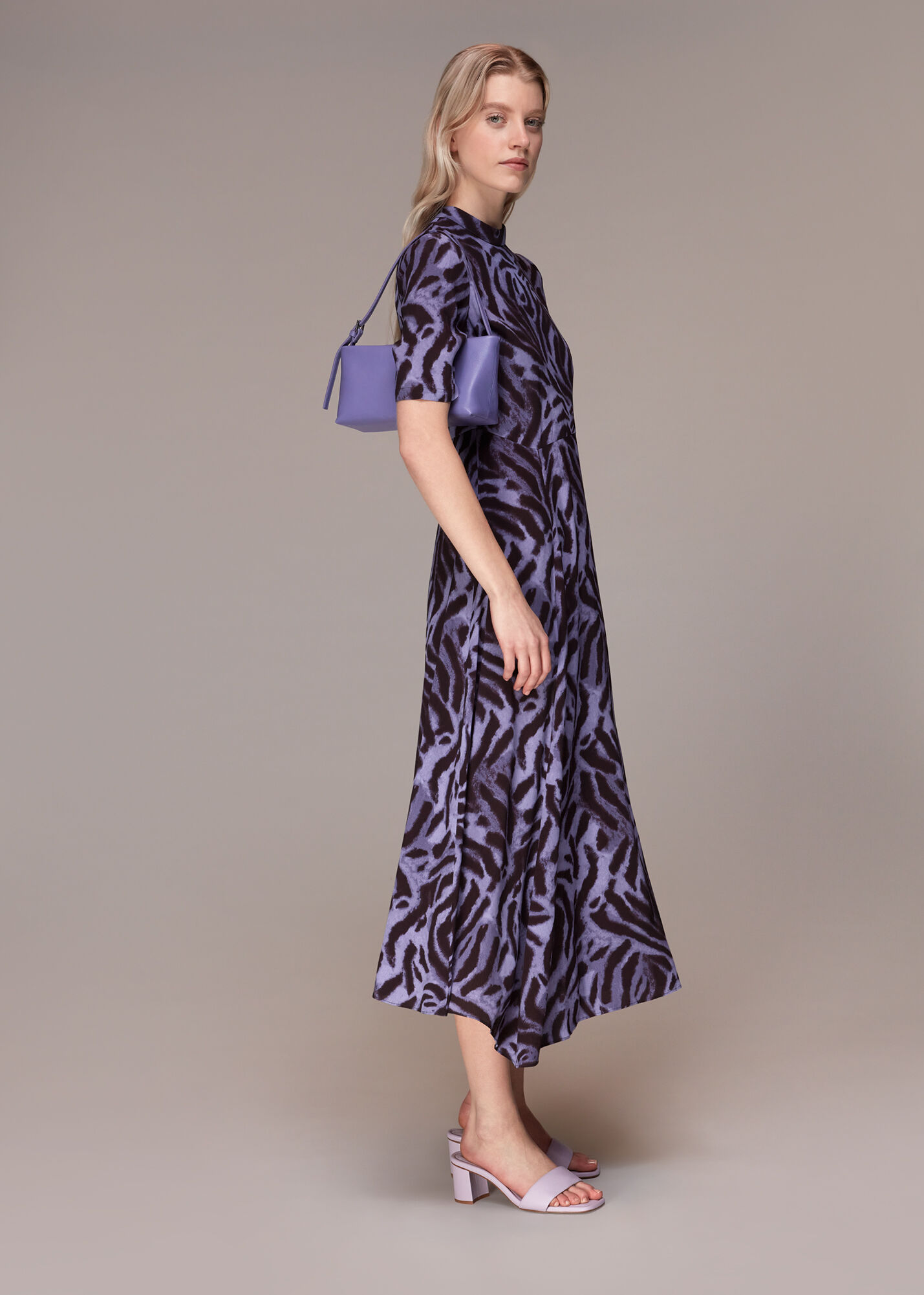 Purple Multi Woodland Tiger Midi Dress WHISTLES