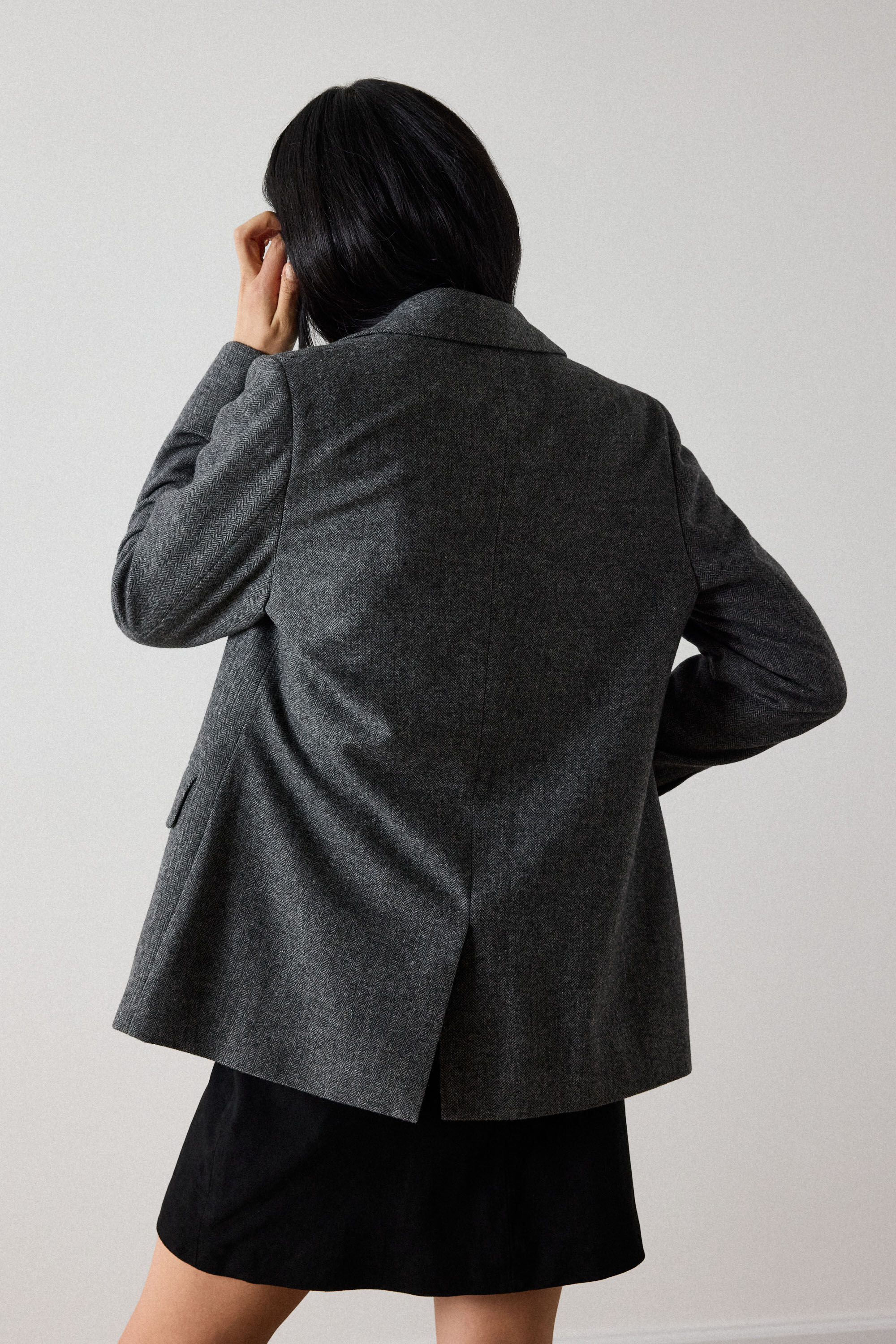 Grey/Multi Herringbone Wool Blend Blazer | WHISTLES | Whistles US |