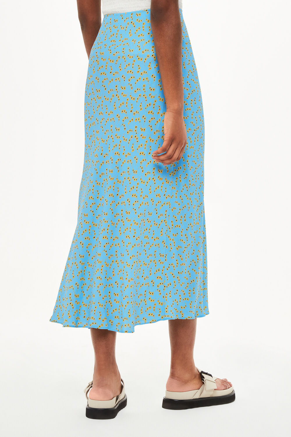 Floral Crescent Bias Cut Skirt