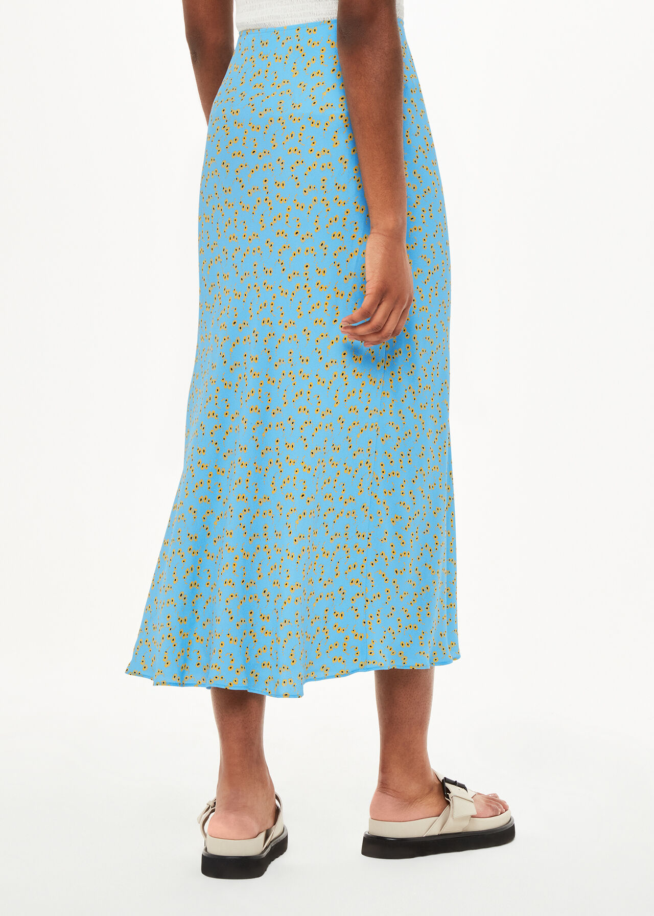 Floral Crescent Bias Cut Skirt