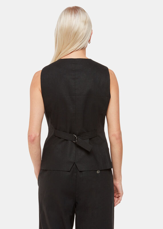 Black Petite Lindsey Linen Blend Waistcoat