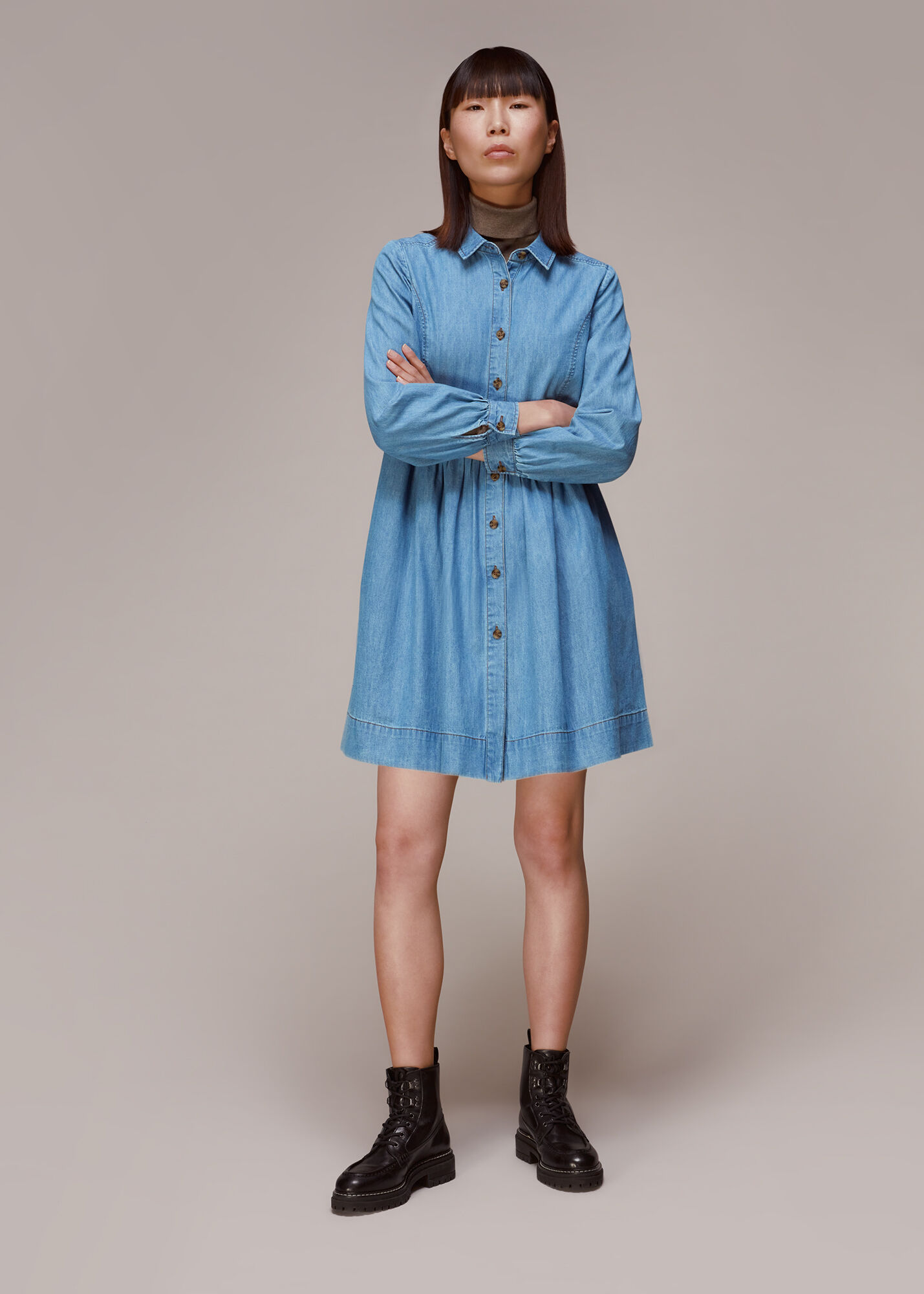 Denim Chambray Dress WHISTLES
