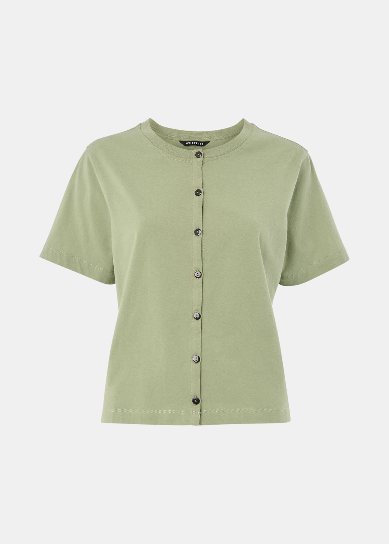 Round Neck Button Up Tee