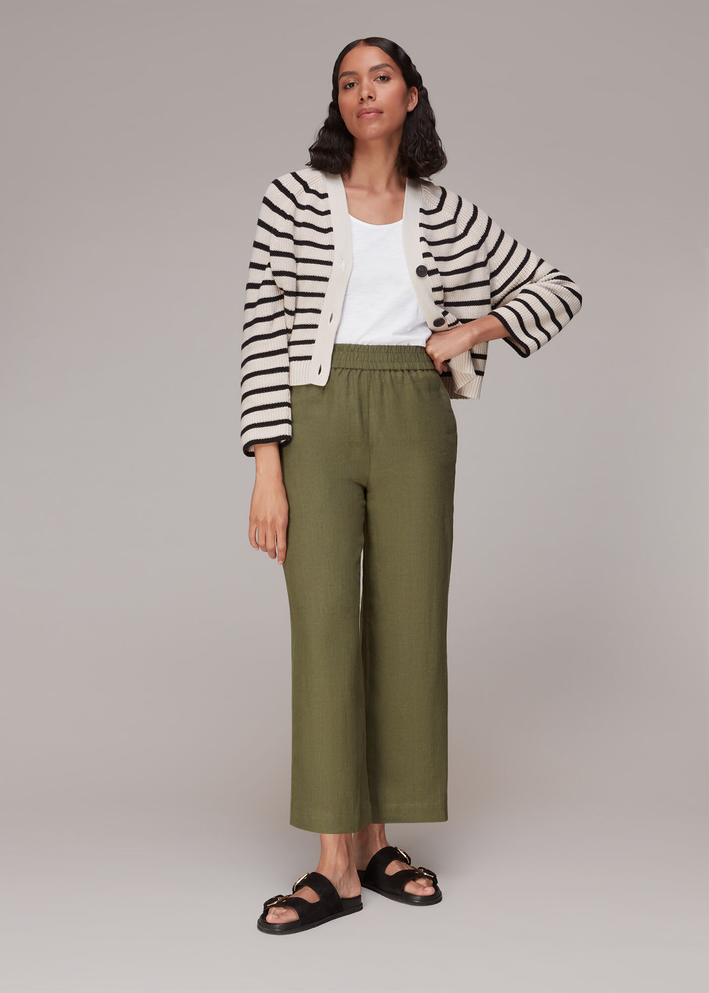 Khaki Linen Pocket Trouser | WHISTLES 