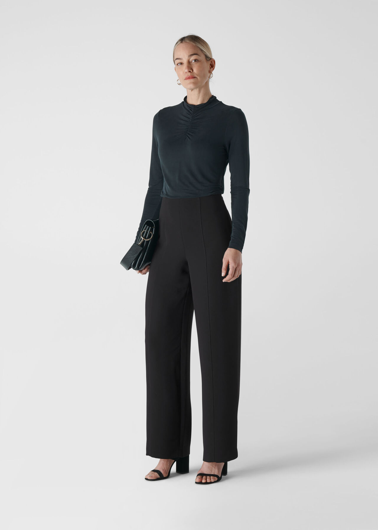 Black Wide Leg Crepe Trouser, WHISTLES