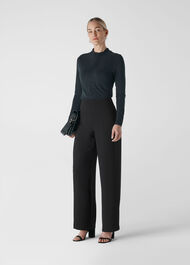 Wide Leg Crepe Trouser Black