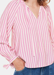 Mia Stripe Tie Neck Blouse