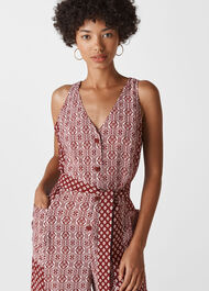 Woodblock Print Jumpsuit Multicolour