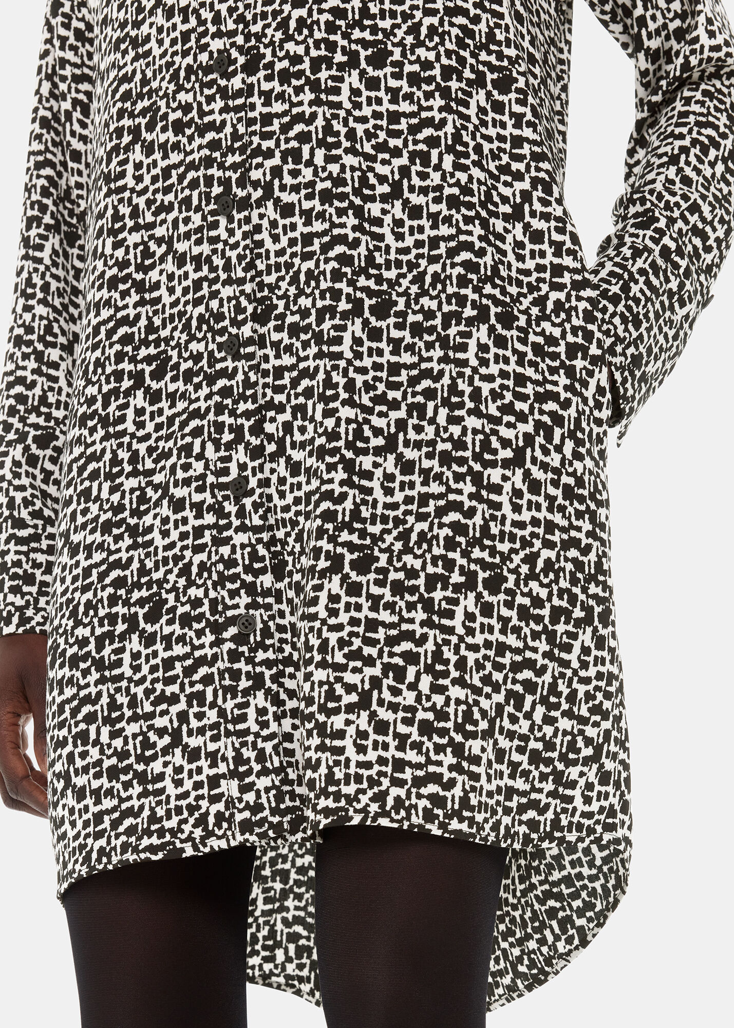 Black White Helena Fuzzy Squares Dress WHISTLES