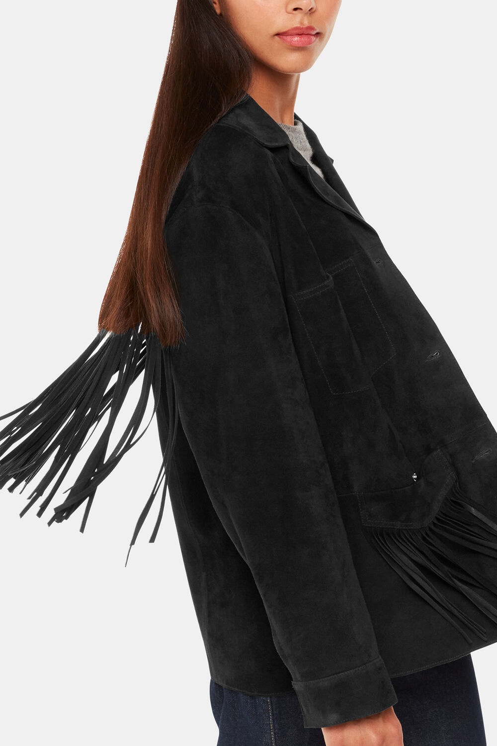 Black Lani Tassel Suede Jacket