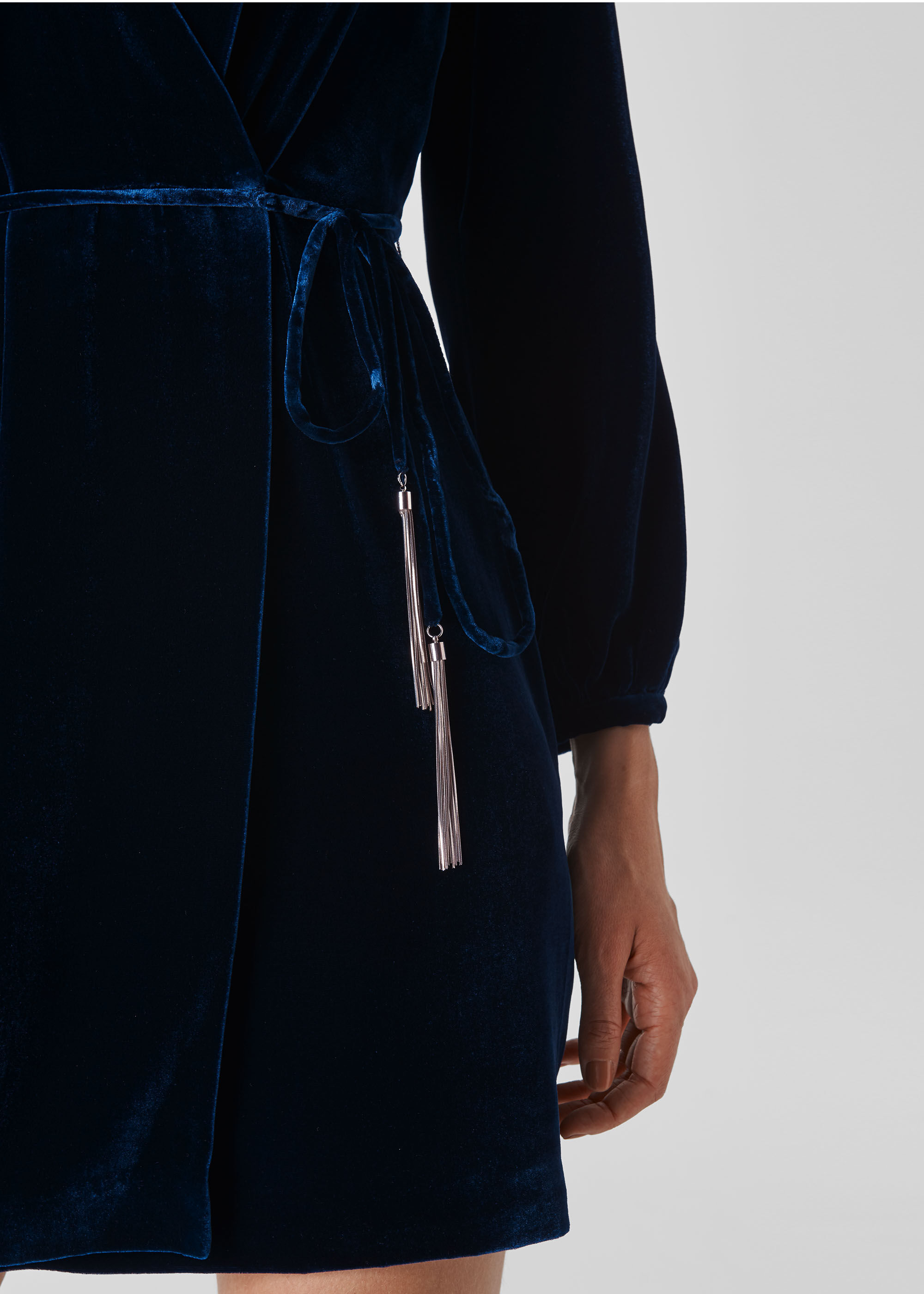 Whistles blue velvet dress best sale