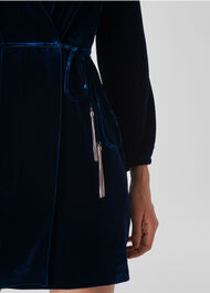 Lavone Silk Mix Velvet Dress Dark Blue