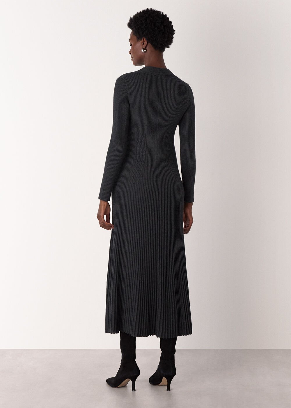 V Neck Cable Ribbed Knit Dress