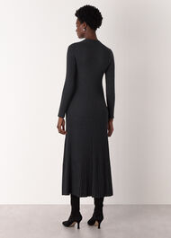 V Neck Cable Ribbed Knit Dress