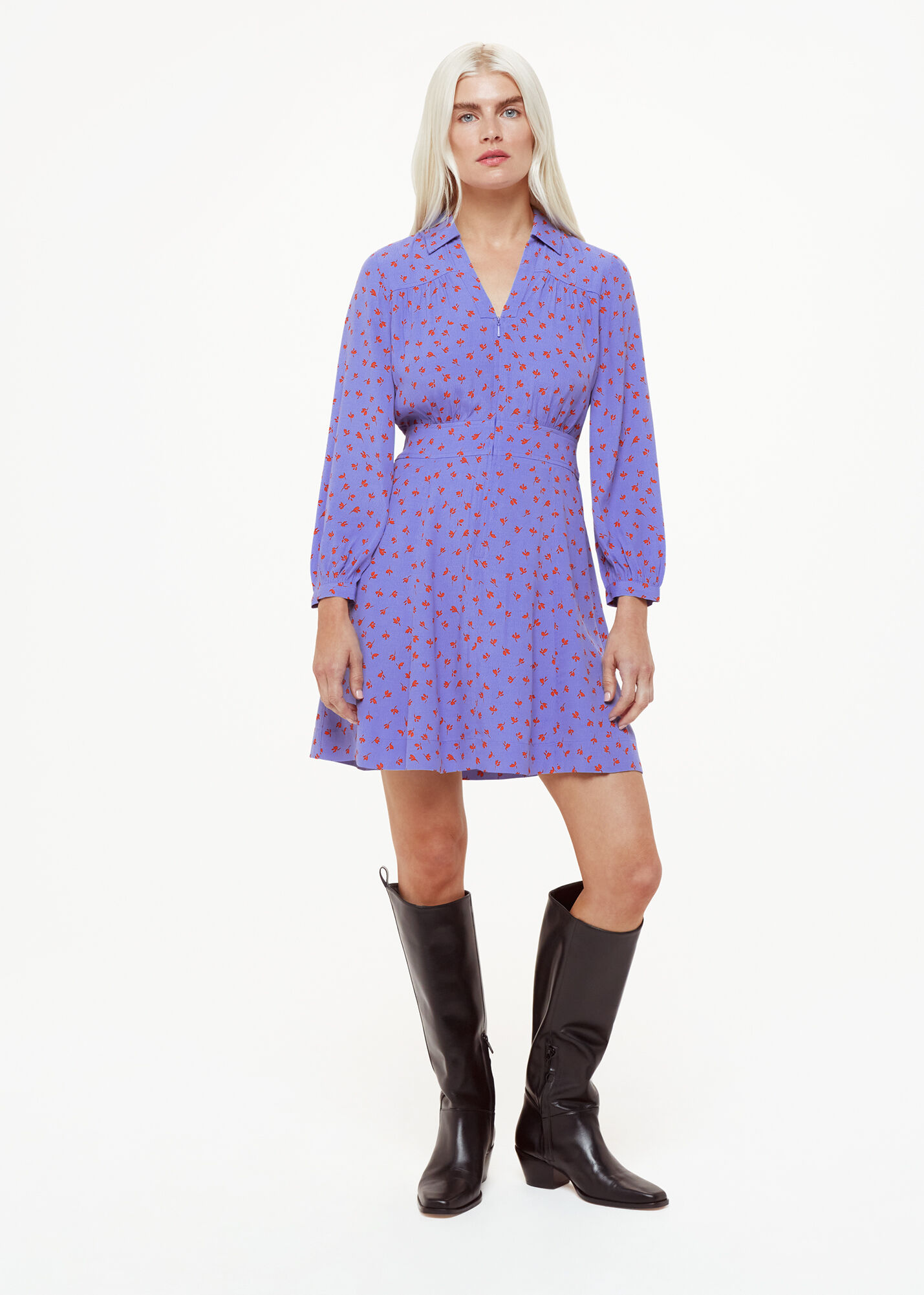 Purple Multi Scattered Petals Print Dress WHISTLES
