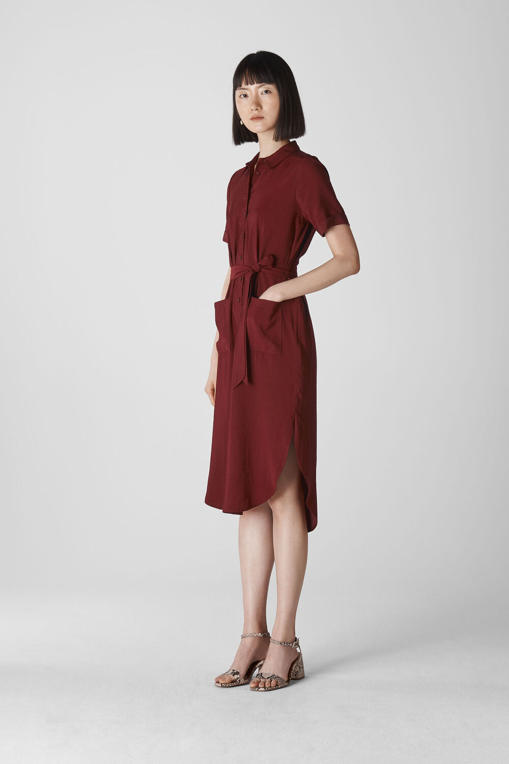Montana Longline Shirt Dress Burgundy