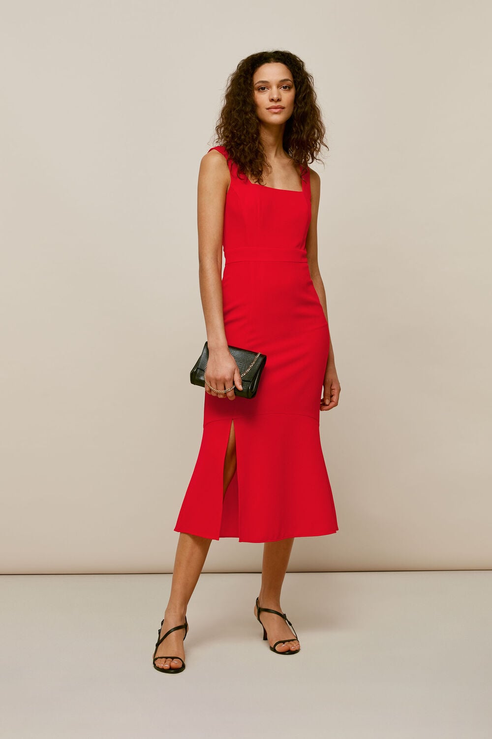 Milla Square Neck Dress Red
