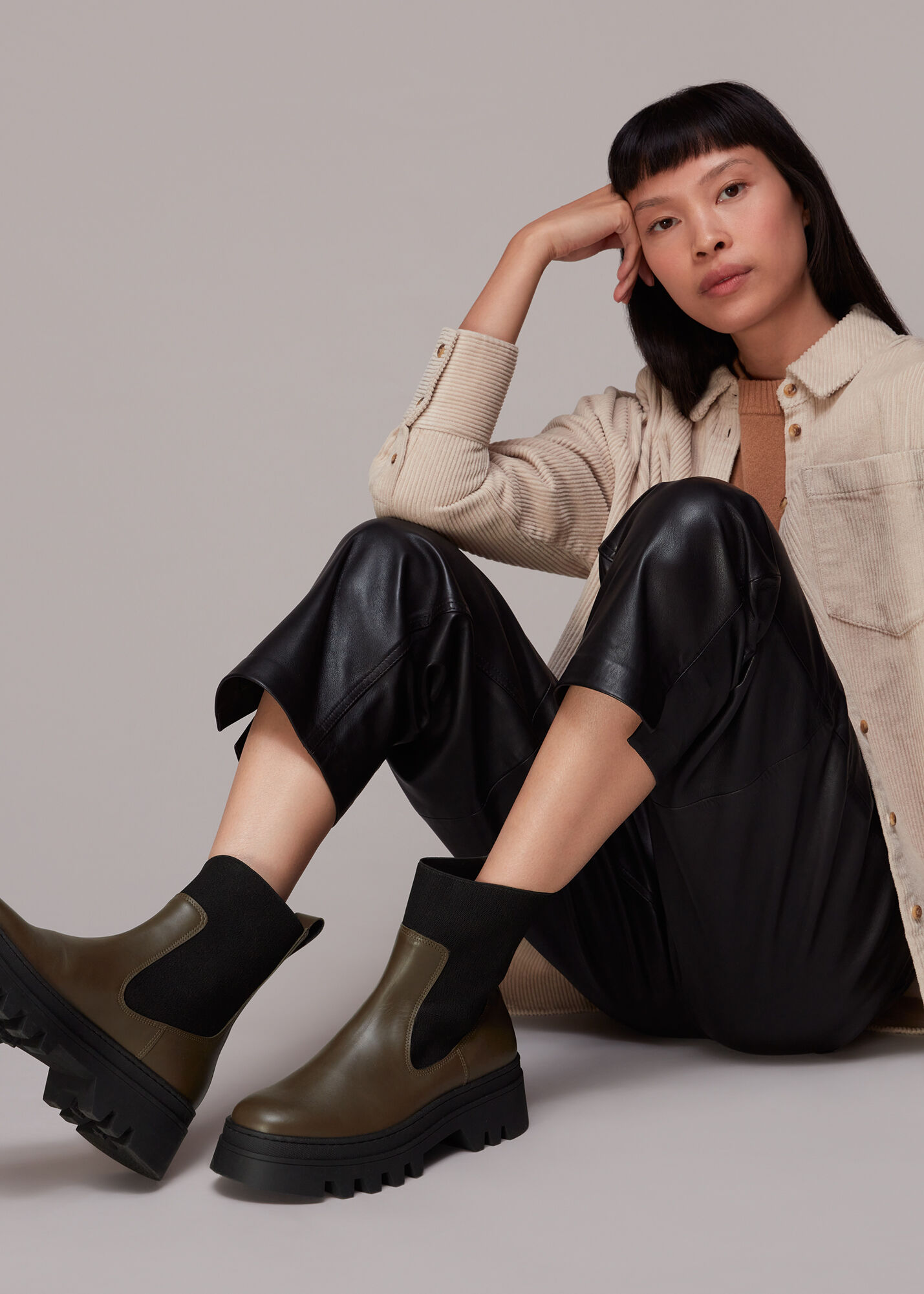 Khaki Hatton Chunky Chelsea Boot WHISTLES