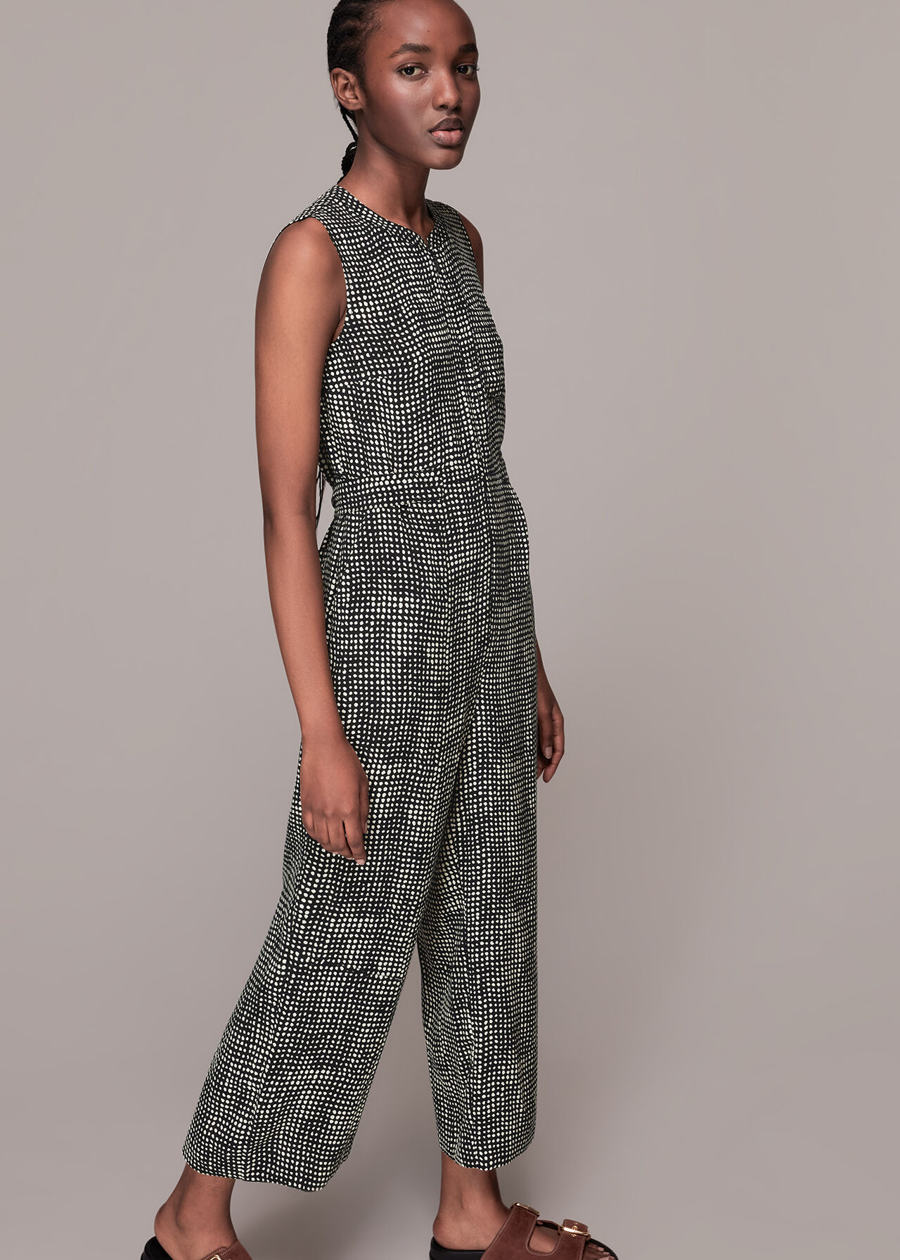 Black/Multi Josie Spotted Check Jumpsuit | WHISTLES