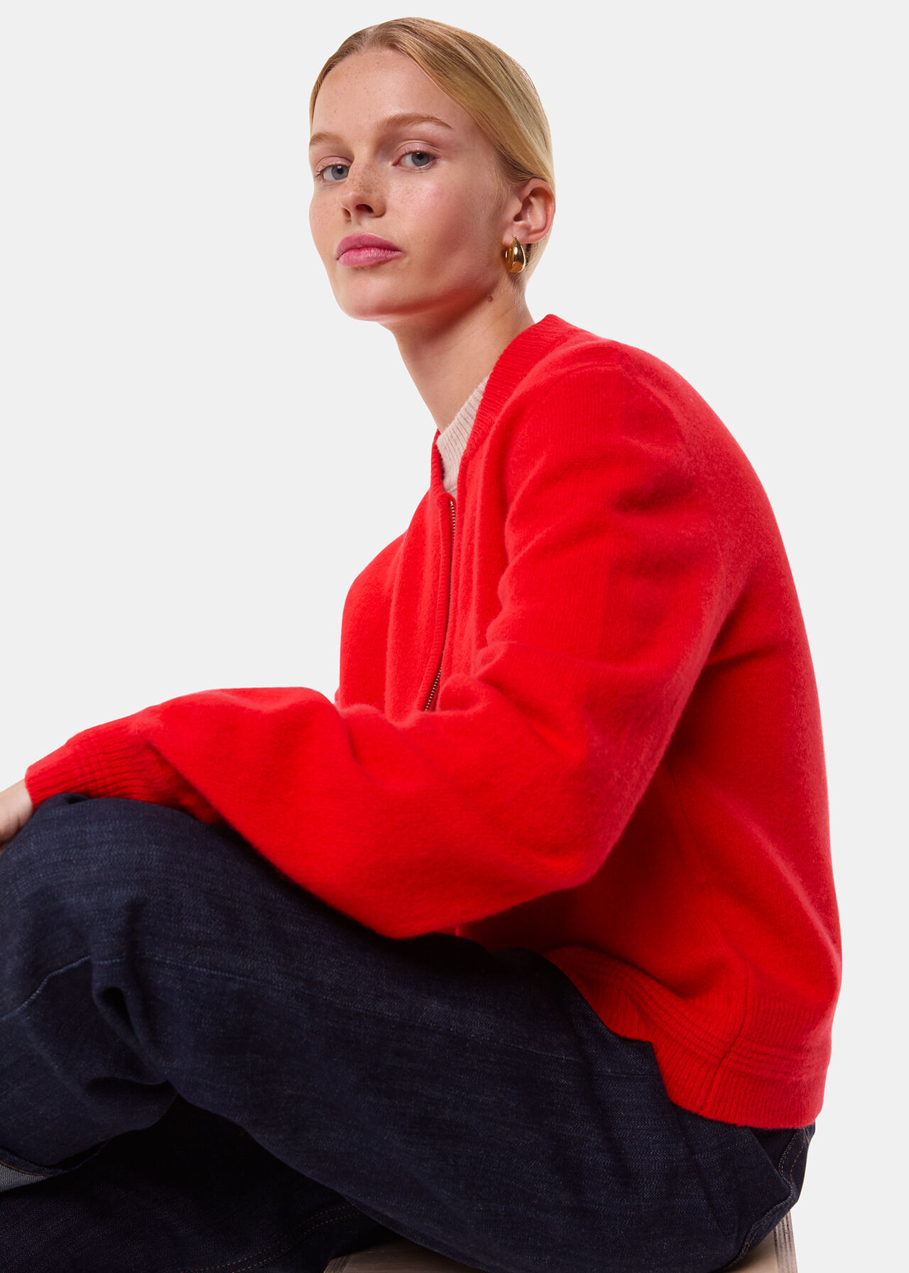 Zip Front Bomber Knit