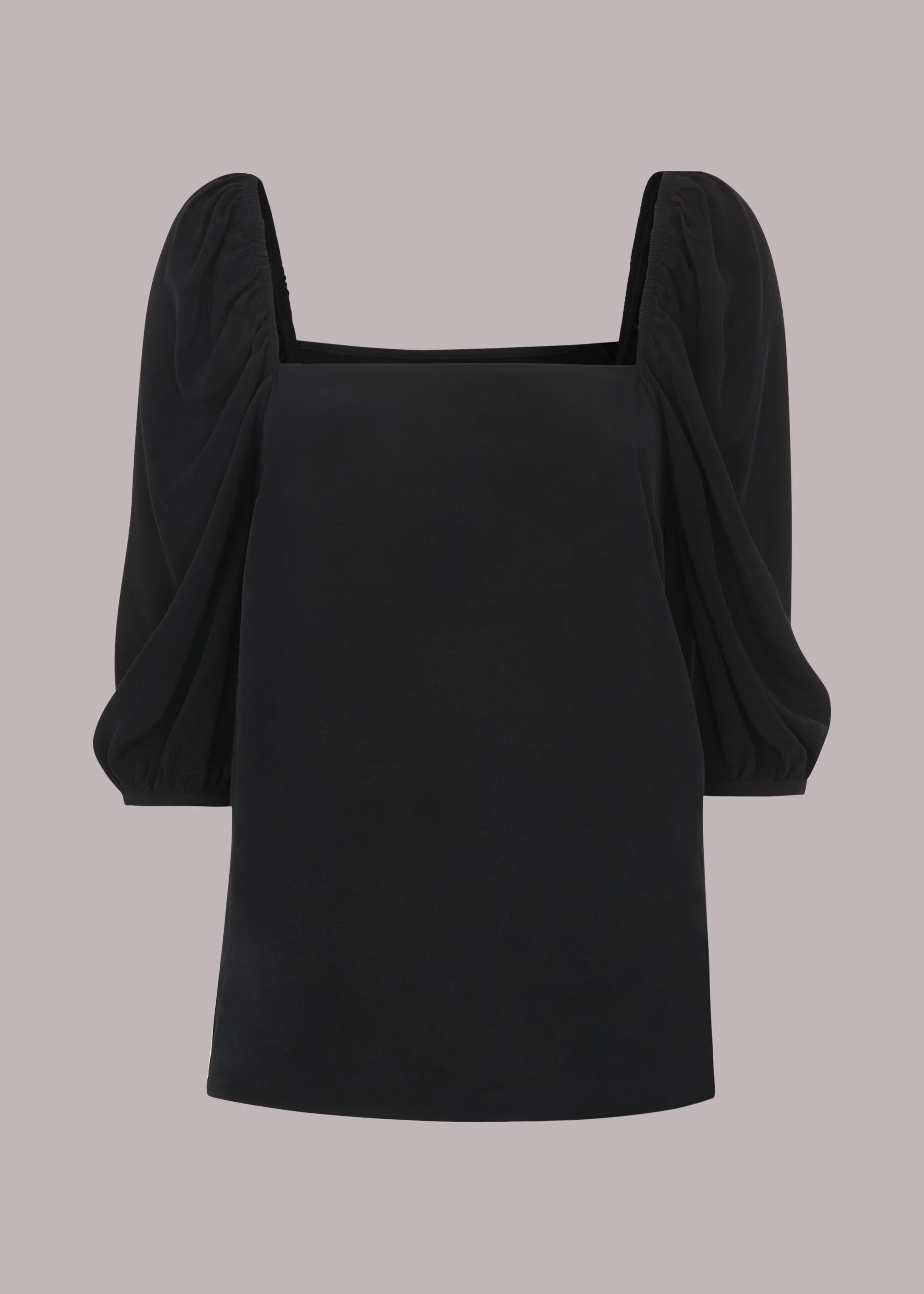 Black Blanche Square Neck Top | WHISTLES | Whistles US |