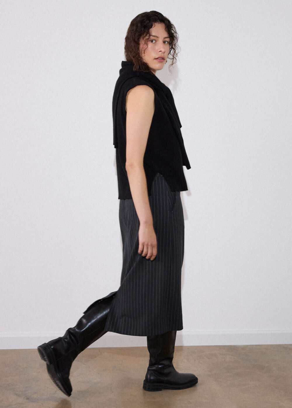 Stripe Detachable Lace Skirt