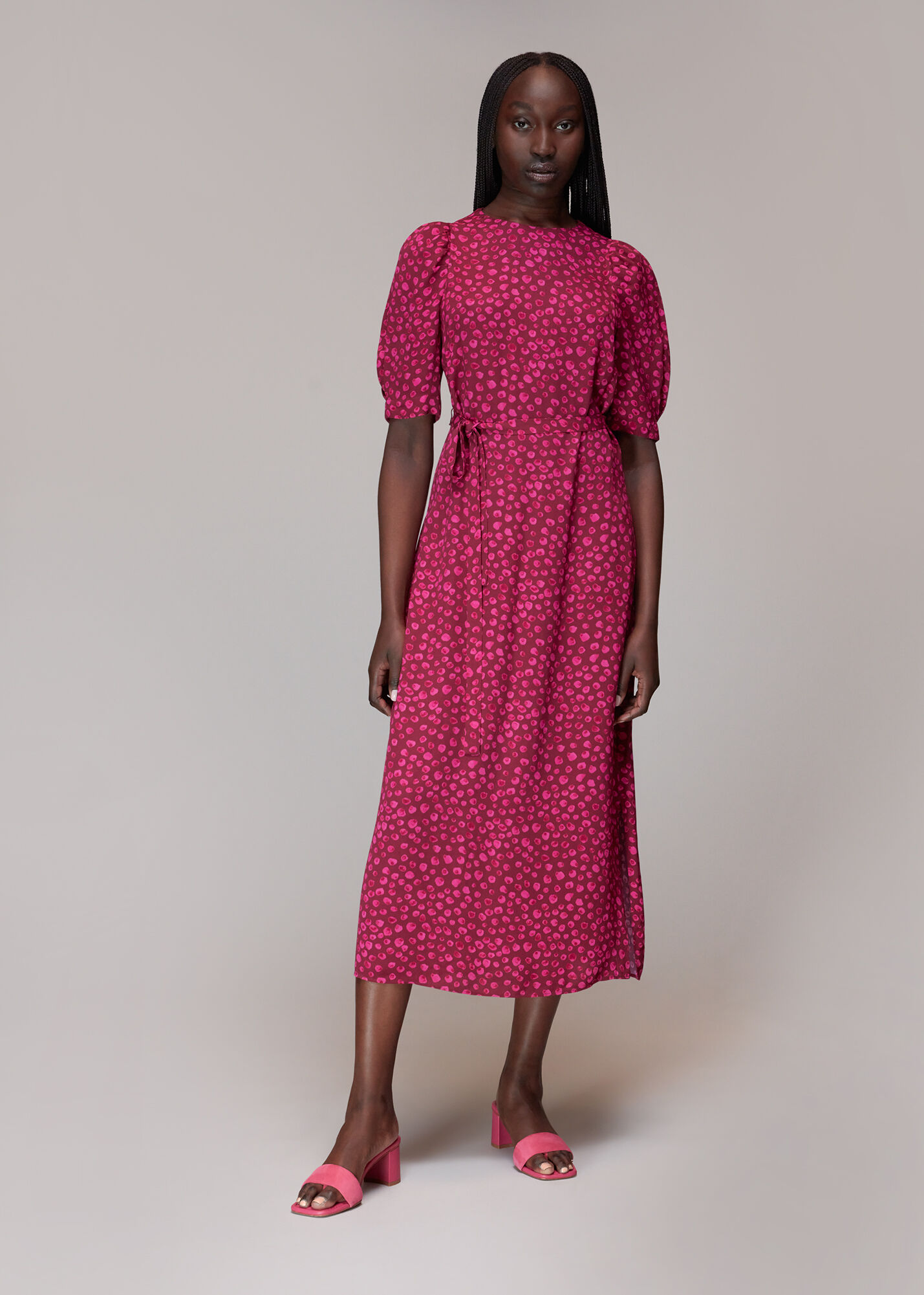Pink Multi Lava Spot Cut Out Midi Dress WHISTLES