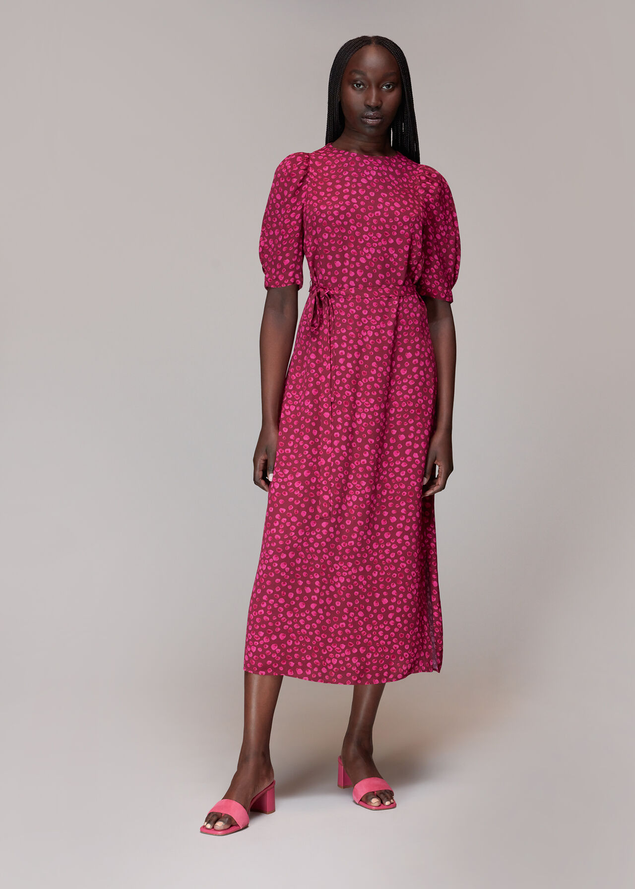 Pink/Multi Lava Spot Cut Out Midi Dress | WHISTLES