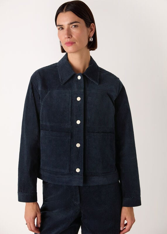 Navy Casual Pocket Cord Jacket
