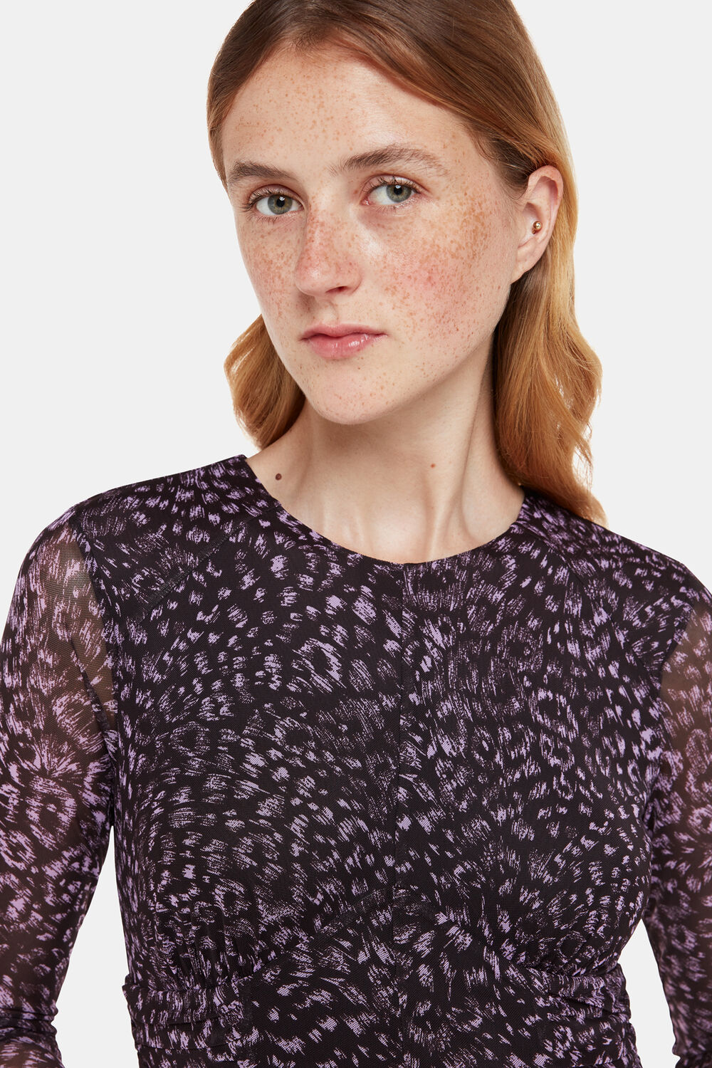 Feather Leopard Mesh Dress