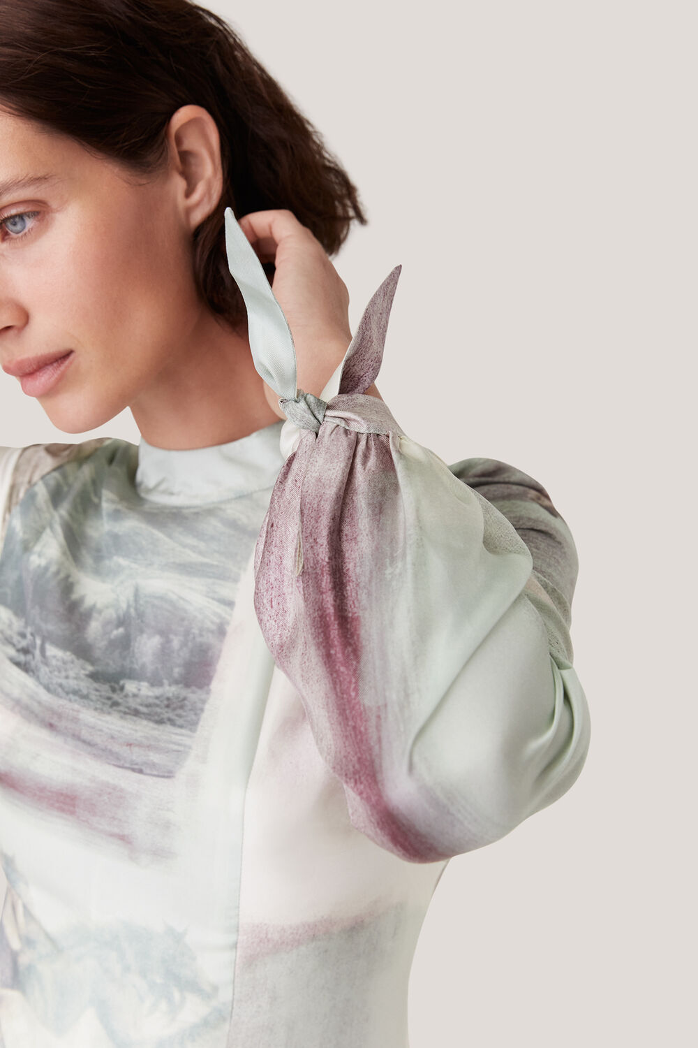 Ivory Wild Horse Print Silk Dress