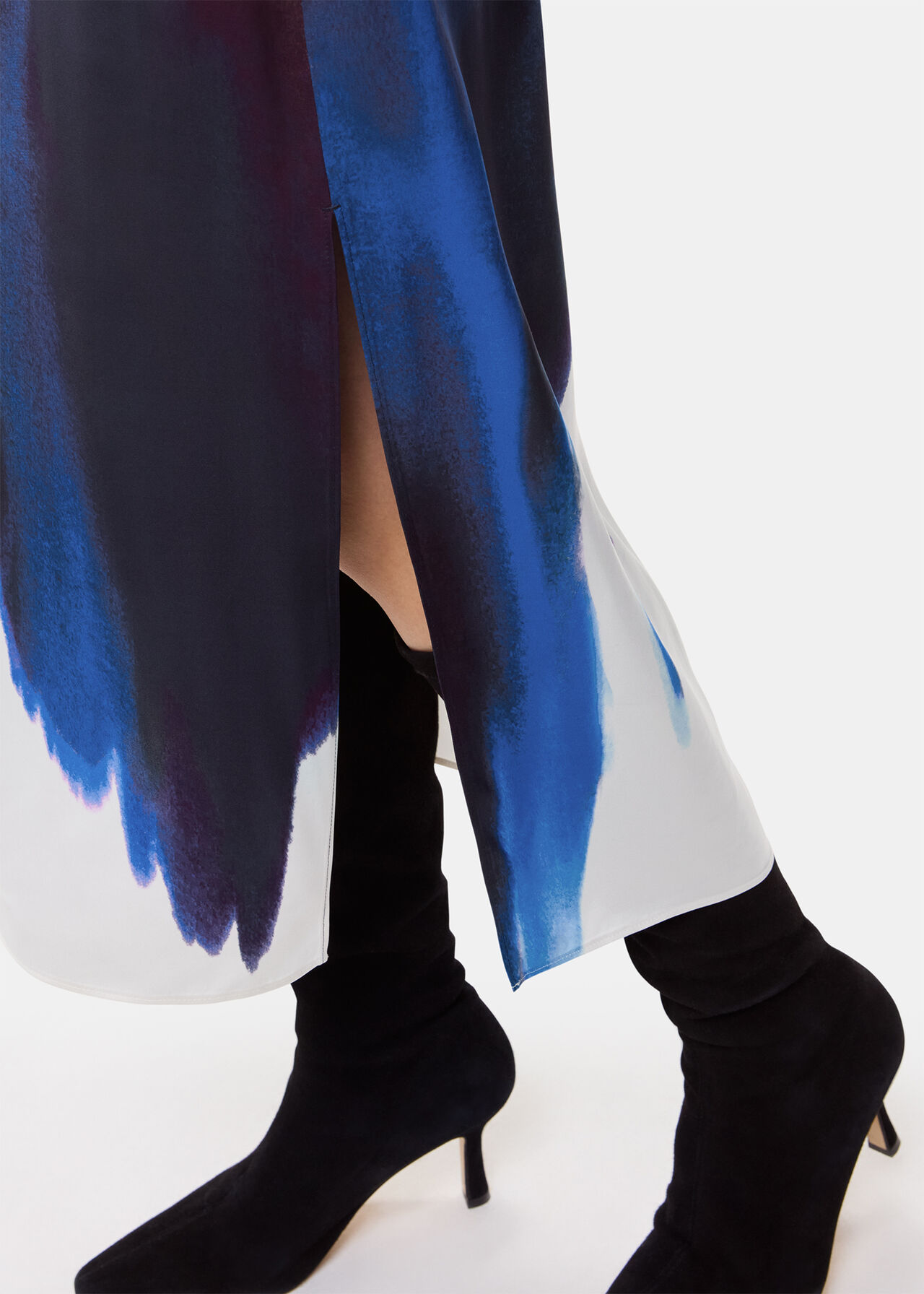 Ice Dye Print Midi Skirt