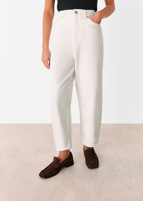 White Petite Authentic Barrel Leg Jean